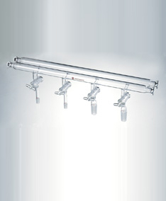 M150004,雙排管真空氣體分配器,4個(gè)#15 O型琺瑯盤,2個(gè)14/20,2個(gè)24/40