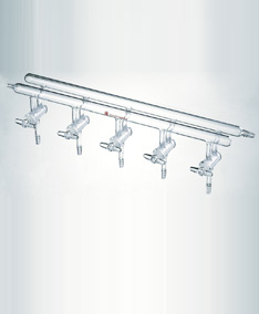 M230003,雙排管真空氣體分配器，實心玻璃節(jié)門,3,300mm,2小咀,左前右后