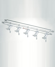 M250004,雙排管真空氣體分配器，實心玻璃節(jié)門,4,375mm,4小咀