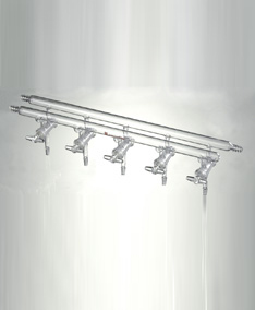 M441004,雙排管真空氣體分配器，空心玻璃節(jié)門(mén),4,375mm,3小咀,左前左右后