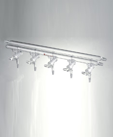 M451004,雙排管真空氣體分配器，空心玻璃節(jié)門(mén),4,375mm,3小咀,右前左右后